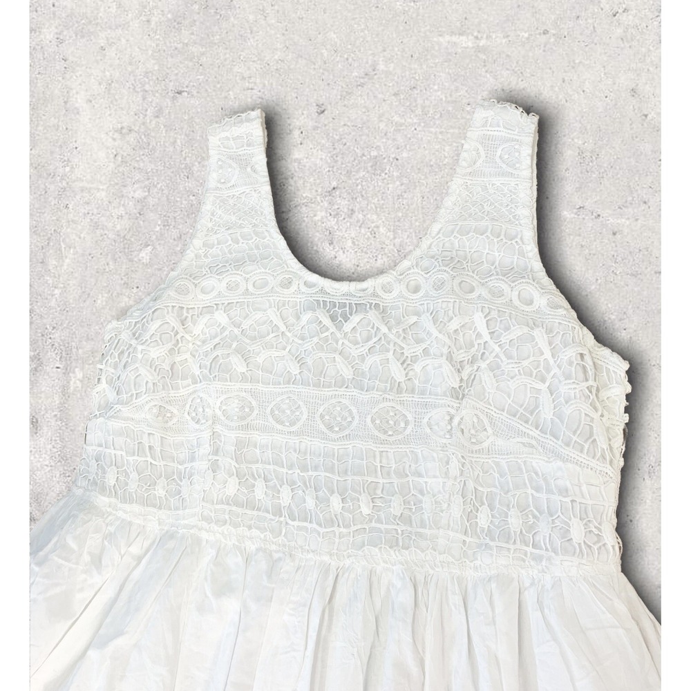 Ellos White 100% Cotton Eyelet Dress Lace Bodice Size 10 Lined Angelcore Cottage - Picture 3 of 8